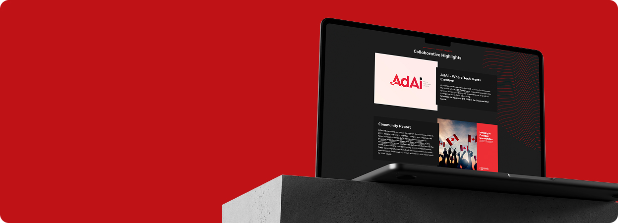 Lifted Solutions web design project for the Canadian Out-of-Home Marketing Bureau showcasing AdAi and community highlights