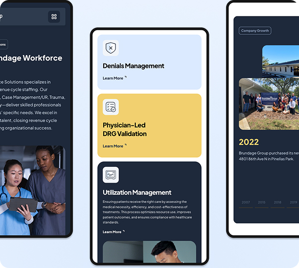 Mobile website design by Lifted Solutions for Brundage Group. Medical web design work