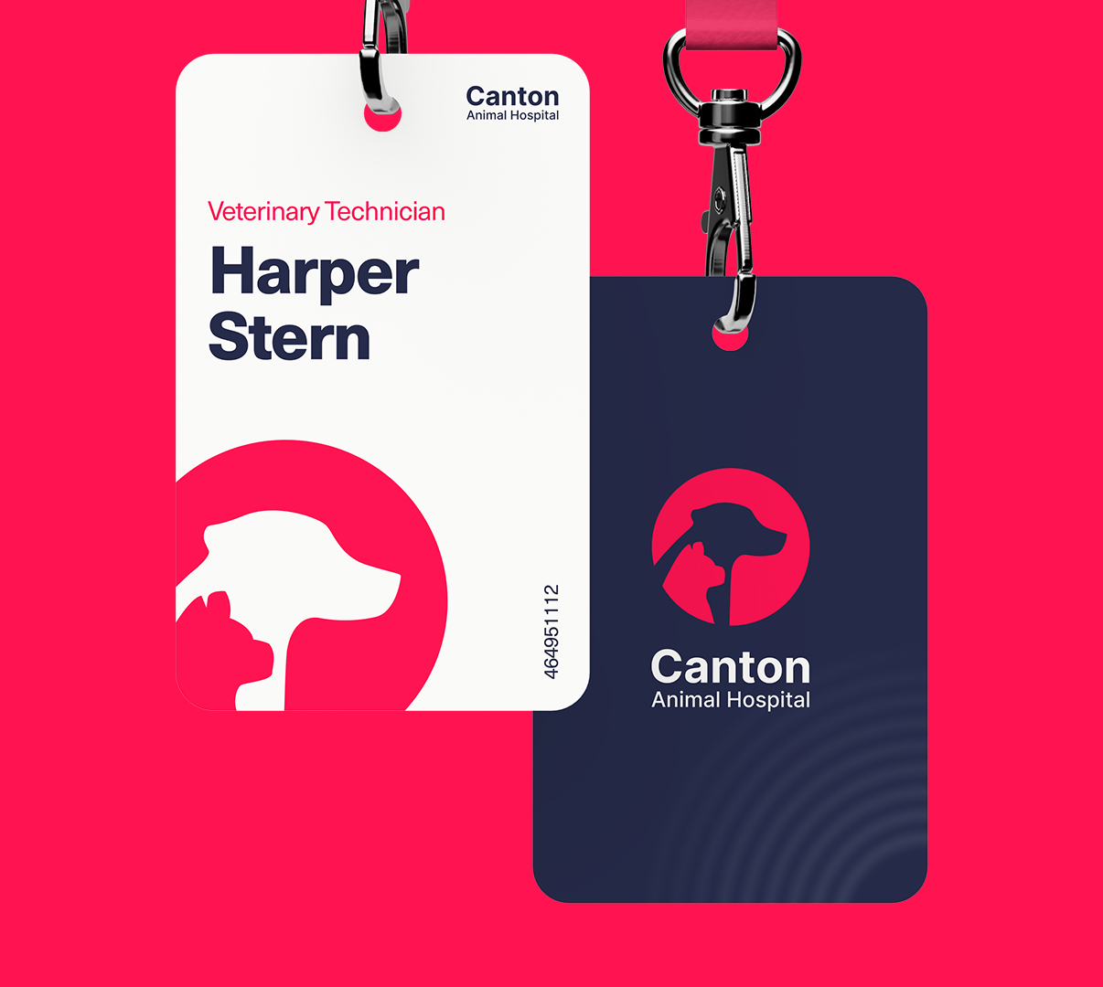 Brand identity and design by Lifted Solutions for Canton Animal Hospital. Featuring staff ID badges