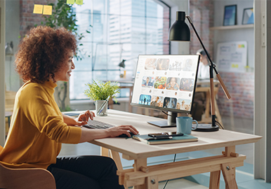 TTC streetcar with the CN Tower in the background, downtown Toronto