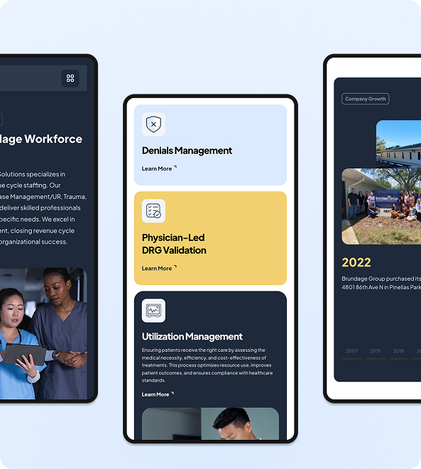 Mobile website design by Lifted Solutions for Brundage Group. Medical web design work