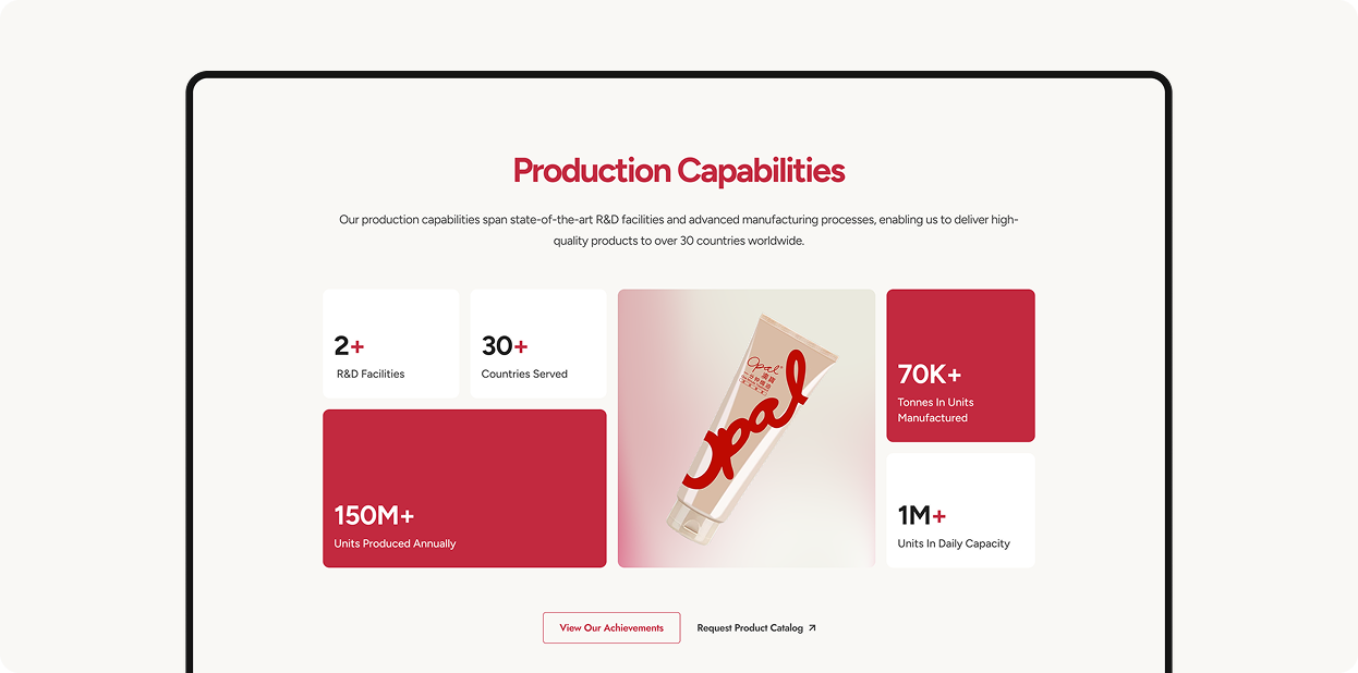 Opal production capabilities website section